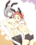  2boys bunny_tail high_speed! male_focus multiple_boys rabbit_ears serizawa_nao shiina_asahi swim_trunks tail topless 