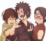  1girl 2boys bangs multiple_boys naruto senju_hashirama simple_background tagme time_paradox uchiha_madara uchiha_sarada white_background 