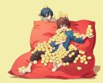  2boys barefoot brothers chick high_speed! kirishima_ikuya kirishima_natsuya male_focus memeo_(candy_house) multiple_boys pillow tagme 