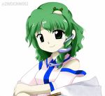  1girl animated animated_gif blush bouncing_breasts breasts emofuri green_eyes green_hair kisaragi_zwei kochiya_sanae smile touhou ugoira 