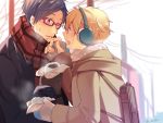  2boys food free! glasses hazuki_nagisa male_focus multiple_boys ryuugazaki_rei scarf tagme 