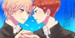  2boys blush gakuran high_speed! male_focus multiple_boys pink_hair redhead shigino_kisumi shiina_asahi utage violet_eyes 