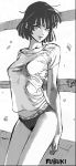  1girl animated animated_gif artist_request black_hair breasts breathing fubuki_(one-punch_man) lips monochrome one-punch_man panties short_hair tagme thighs underwear window 