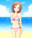  1girl :d beach bikini bows fujimiya_kaori isshuukan_friends jophiel ocean pink_bikini pink_swimsuit polka_dot_bikini polka_dot_swimsuit sparkles swimsuit tagme water 