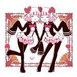  2girls attraction-m_(lolo) closed_eyes heart high_heel_boots high_heels magical_girl magical_girl_apocalypse mahou_shoujo_of_the_end multiple_girls repulsion-m_(coco) siblings skirt thigh_boots twins very_long_sleeves 