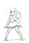  1girl aerie_(bravely_default) blush bravely_default:_flying_fairy bravely_default_(series) fairy full_body maid monochrome pointy_ears solo white_background wings 