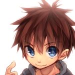  1boy blue_eyes brown_hair child jacket keitomato looking_at_viewer male_focus original smile solo 