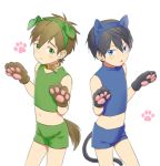  2boys cat_ears cat_tail dog_ears dog_tail free! male_focus multiple_boys nanase_haruka_(free!) paws tachibana_makoto tail 