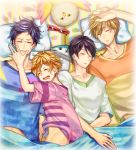  4boys free! hazuki_nagisa male_focus multiple_boys nanase_haruka_(free!) ryuugazaki_rei sleeping tachibana_makoto tagme 