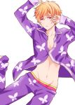  1boy blonde_hair free! hazuki_nagisa male_focus pajamas pink_eyes 