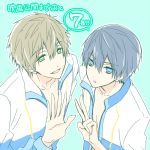  2boys high_speed! male_focus multiple_boys nanase_haruka_(free!) tachibana_makoto tagme v yuzuru_ru_ru 
