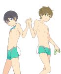  2boys free! high_speed! male_focus multiple_boys nanase_haruka_(free!) swim_trunks tachibana_makoto tagme 