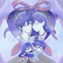  1boy 1girl artist_name barefoot blush chibi closed_mouth collared_pajamas collared_shirt colored_skin commentary double-parted_bangs hero_(headspace)_(omori) hero_(omori) highres long_hair long_sleeves looking_at_another mari_(headspace)_(omori) mari_(omori) omori pajamas pants pleated_skirt purple_hair purple_shoes purple_sweater_vest red_skirt rielyu03 shirt shoes short_hair short_sleeves skirt smile striped_clothes striped_pajamas striped_pants sweater_vest twitter_username vertical-striped_clothes vertical-striped_pajamas vertical-striped_pants violet_eyes white_pajamas white_pants white_shirt white_skin 