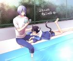  2boys blush cat_ears cat_tail high_speed! male_focus multiple_boys nanase_haruka_(free!) pool serizawa_nao tail yuzuru_ru_ru 