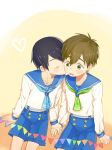  2boys free! hand_holding kiss male_focus multiple_boys nanase_haruka_(free!) sailor_uniform tachibana_makoto tagme 