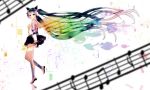  1girl animal_ears ashitaba blue_hair female hatsune_miku highres long_hair multicolored_hair odds_&amp;_ends_(vocaloid) reflection skirt solo twintails vocaloid 