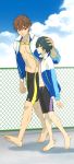  2boys barefoot brothers high_speed! kirishima_ikuya kirishima_natsuya male_focus multiple_boys swim_trunks tagme 