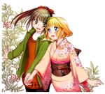  2girls japanese_clothes kimono multiple_girls original tsukiishi yuri 