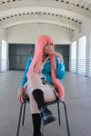  1girl akashiya_moka akashiya_moka_(cosplay) cosplay legs photo pink_hair rosario+vampire school_uniform solo thighs 