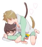  2boys blush cat_ears cat_tail free! high_speed! male_focus multiple_boys nanase_haruka_(free!) tachibana_makoto tail 