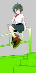  1girl boku_no_hero_academia boots breasts genderswap green_hair midoriya_izuku school_uniform short_hair skirt 