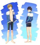  2boys barefoot high_speed! male_focus multiple_boys nanase_haruka_(free!) swim_trunks tachibana_makoto tagme 
