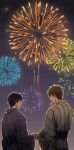  2boys fireworks free! hand_holding male_focus multiple_boys nanase_haruka_(free!) tachibana_makoto tagme yukata 