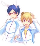  2boys animal_ears free! funikurikurara glasses hazuki_nagisa male_focus multiple_boys ryuugazaki_rei tagme 