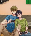 2boys game_console high_speed! male_focus multiple_boys nanase_haruka_(free!) tachibana_makoto 