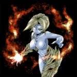  1girl alexia_ashford blue_skin breasts erect_nipples female fire highres looking_at_viewer monster_girl resident_evil resident_evil_code_veronica yellow_eyes 