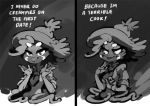  1girl bittenhard blush english female humor joke mismagius monochrome pokemon text 