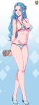  1girl bikini blue_hair breasts female full_body hair_slicked_back kyoffie large_breasts looking_to_the_side nefertari_vivi one_piece smile solo standing swimsuit 
