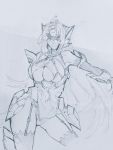  1girl breasts female kos-mos large_breasts long_hair monochrome negresco sketch solo xenosaga 