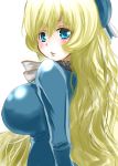 1girl atago_(kantai_collection) blonde_hair breasts cap female green_eyes huge_breasts kantai_collection long_hair open_mouth 