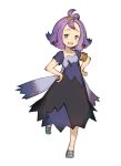  1girl acerola_(pokemon) ahoge armband dress gradient_hair hanarito multicolored_hair patches pokemon pokemon_(game) pokemon_sm purple_hair violet_eyes 