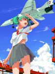  00s 1girl female green_hair honjo_mikaze skirt smile stratos_4 twintails uniform 