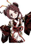  1girl brown_hair entoma_vasilissa_zeta frills insect insect_girl japanese_clothes katou_haruaki kimono long_sleeves maid maid_headdress overlord_(maruyama) red_eyes simple_background sleeves_past_wrist solo 