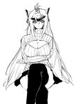  1girl breasts female kos-mos large_breasts long_hair looking_at_viewer monochrome negresco simple_background sitting sketch solo xenosaga 