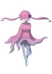  1girl female full_body gluteal_fold monster_girl no_nose nukomasu octopus original pink_hair pink_skin simple_background solo tentacle thigh_gap twintails white_background 