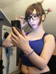  1girl breasts cosplay glasses large_breasts mei_(overwatch) overwatch photo 