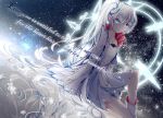  1girl english ponytail rwby sitting solo weiss_schnee white_hair 