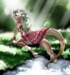  androgynous artist_request blue_eyes furry green_hair lizard long_hair nature outdoors plant solo 