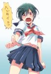  blush crossdressinging high_speed! kirishima_ikuya male_focus raipanda sailor_uniform translated 