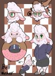  1girl artist_request dawn_bellwether disney doughnut flat_color full_body furry glasses green_eyes long_hair male_hand sheep zootopia 