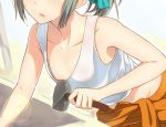  1girl breasts dripping green_hair hammer hot kanden_suki kantai_collection sweat sweating yuubari_(kantai_collection) 