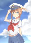  1girl brown_hair high_school_fleet highres misaki_akeno rure school_uniform serafuku twintails 