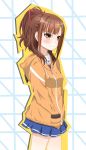 1girl blush brown_hair high_school_fleet highres irizaki_mei jacket kuromi_(kuromityuntyun) school_uniform solo 