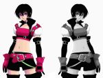  belt black_hair boots breasts choker elbow_gloves gloves midriff monochrome navel rutee_katrea short_hair short_shorts shorts tales_of_(series) tales_of_destiny thigh_boots violet_eyes 