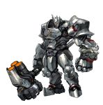  1boy absurdres armor arnold_tsang full_armor full_body helmet highres huge_filesize male_focus official_art overwatch reinhardt_(overwatch) simple_background solo standing transparent_background warhammer weapon 