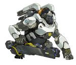  arnold_tsang electricity full_body glasses gorilla highres male_focus official_art overwatch simple_background solo transparent_background weapon winston_(overwatch) yellow_eyes 